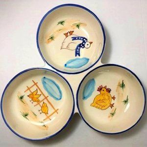 Hand Painted Ceramic Trio Dish | Vintage Serving Dish | Made in Portugal